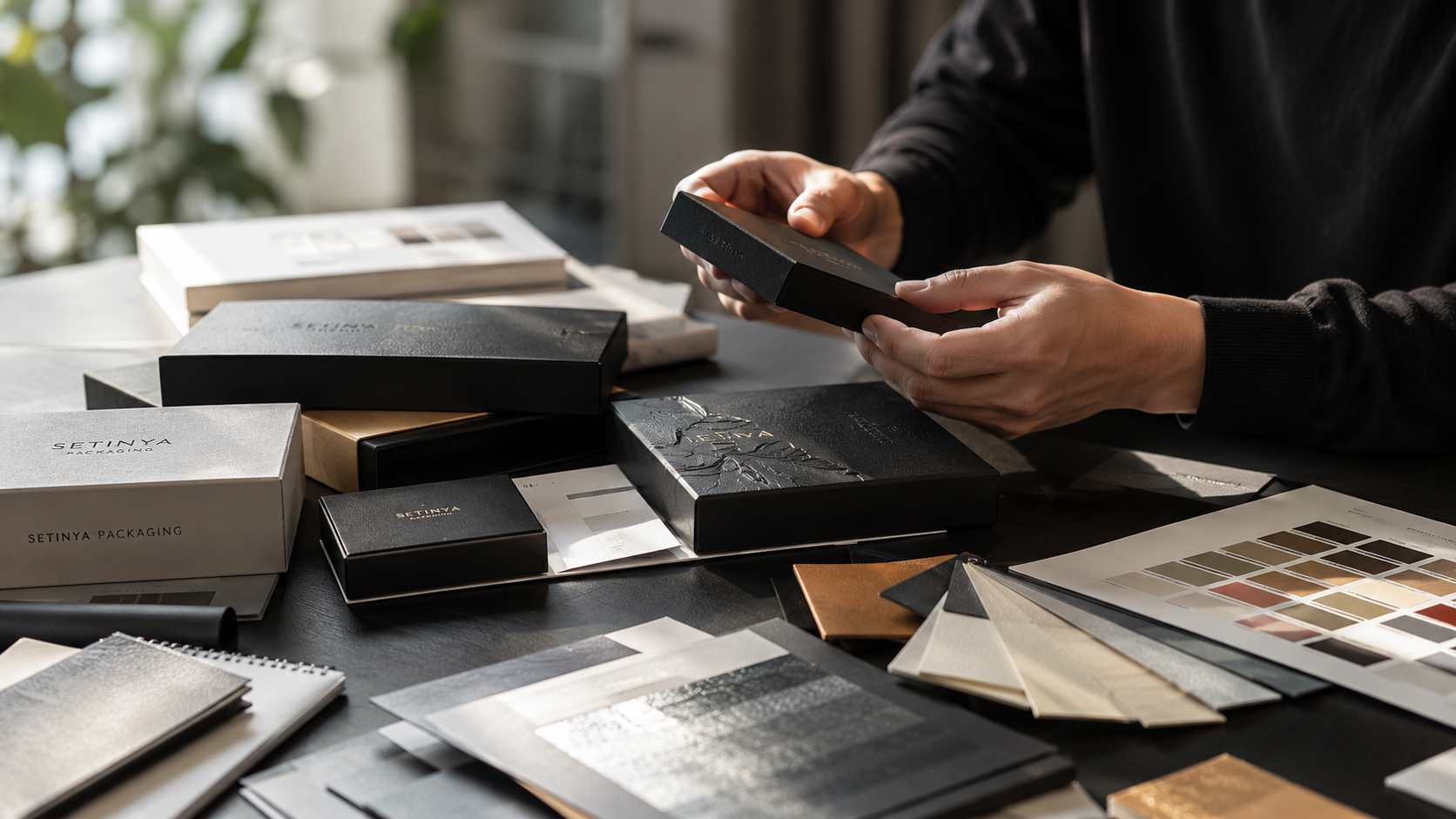 Premium packaging materials and tactile finishes